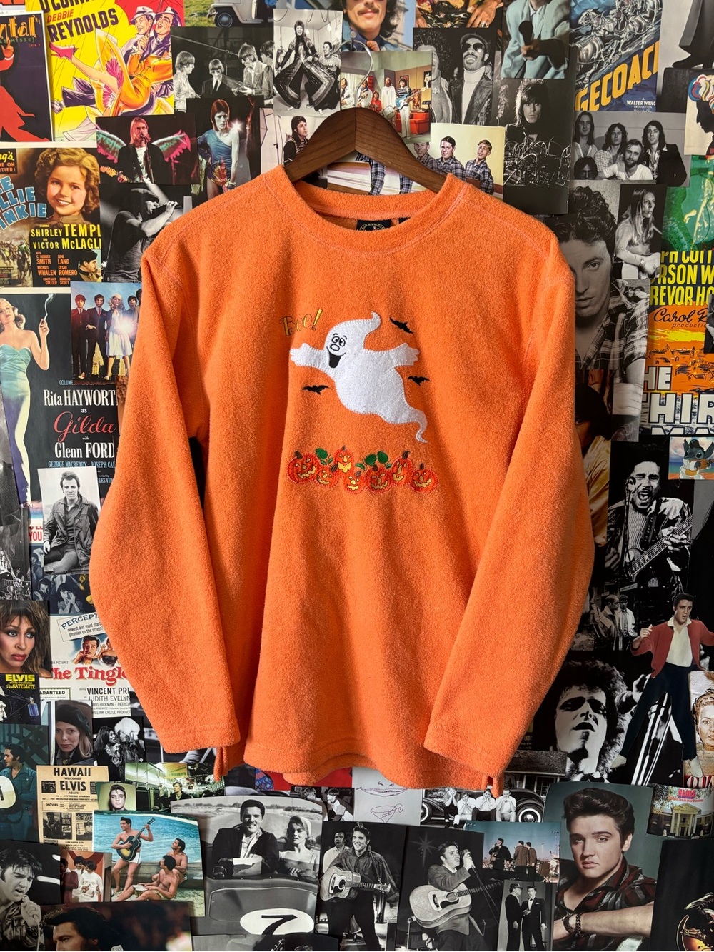 Unbranded Women's Orange Halloween Ghost Pullover Sweatshirt